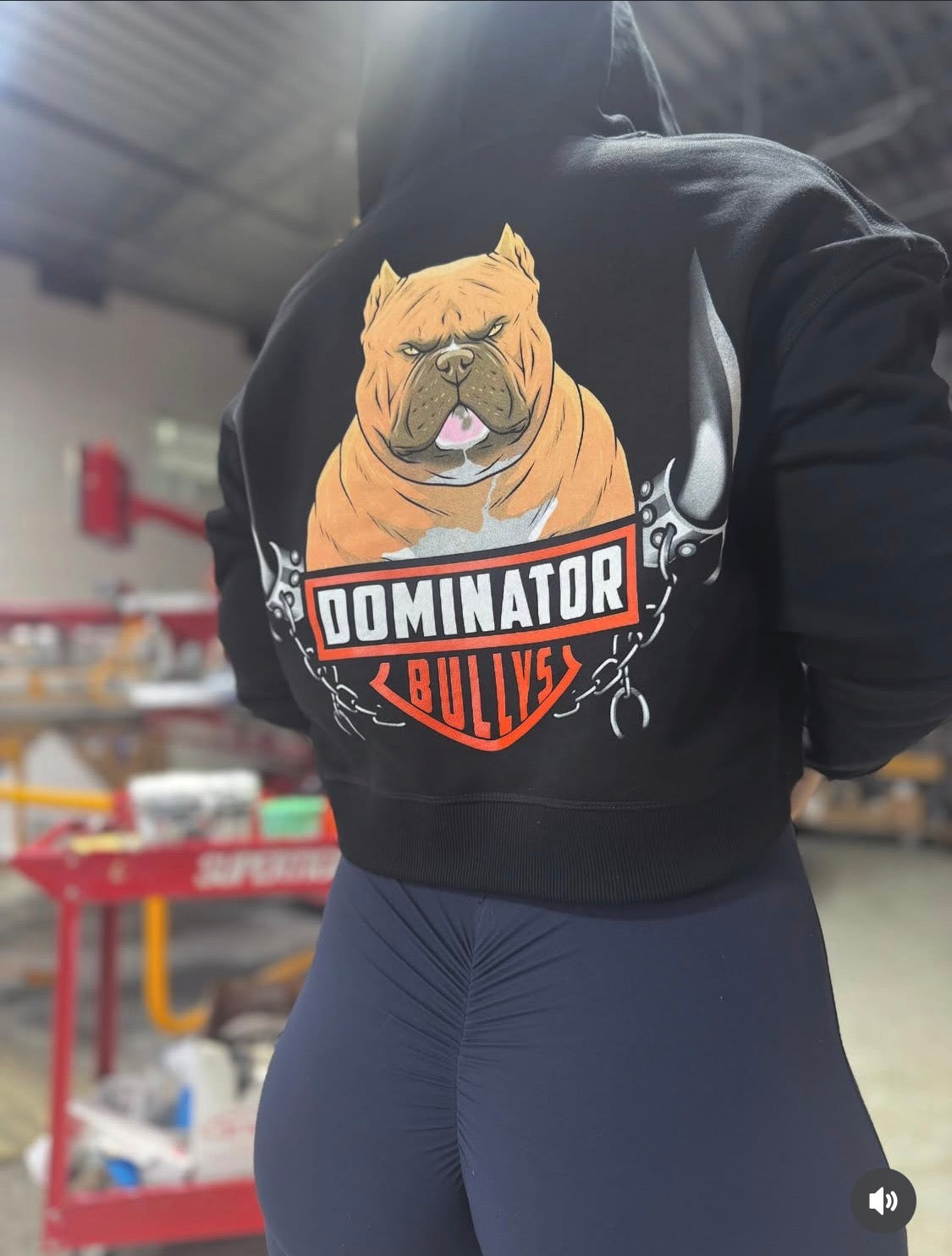 Dominator bullys Womens Black Crop Top Hoodie